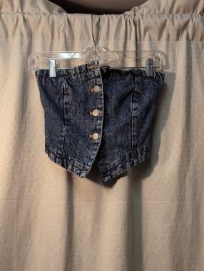 Terranova | Button-Front Denim Bandeau Tube Top